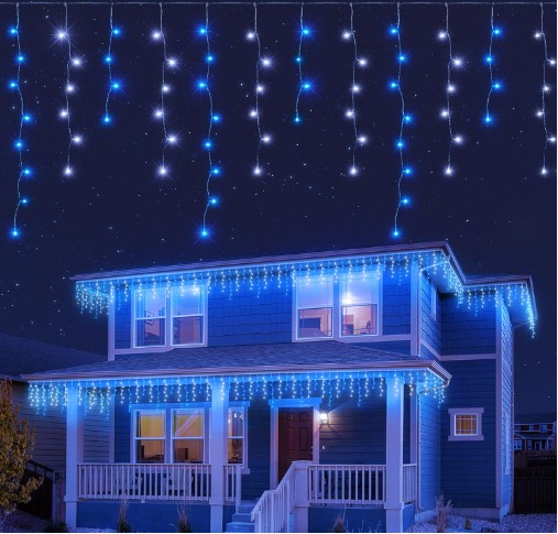 NAVIDAD LUZ 3M/100L CASCADA AZUL CXB100
